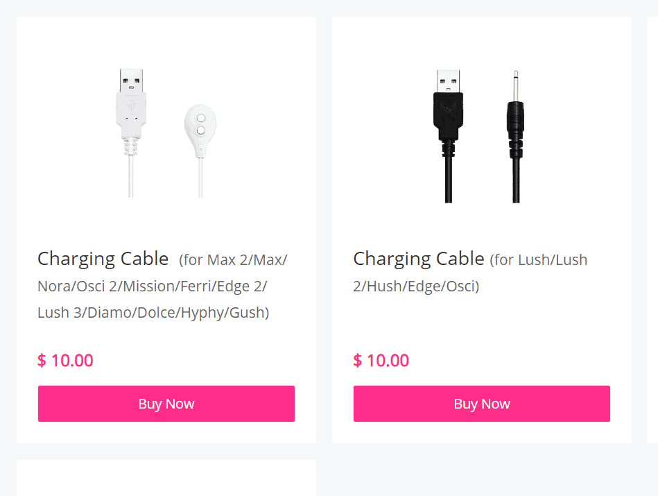 Two lovense charging cable options